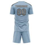 Custom Light Blue Gray Soccer Set