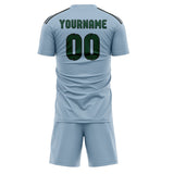 Custom Light Blue Green Soccer Set