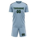 Custom Light Blue Green Soccer Set