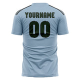 Custom Light Blue Dark Green Soccer Jersey