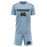 Custom Light Blue Dark Green Soccer Set