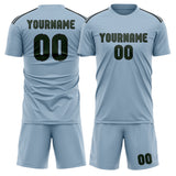 Custom Light Blue Dark Green Soccer Set