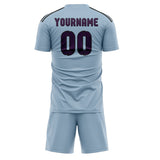 Custom Light Blue Purple Soccer Set