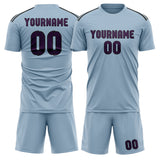 Custom Light Blue Purple Soccer Set