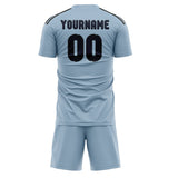 Custom Light Blue Navy Soccer Set