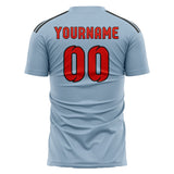 Custom Light Blue Orange Red Soccer Jersey