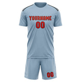 Custom Light Blue Orange Red Soccer Set