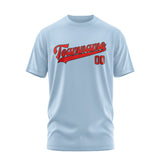 Custom Light Blue Orange Red T-Shirt