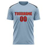 Custom Light Blue Orange Red Soccer Jersey