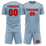 Custom Light Blue Orange Red Soccer Set