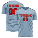 Custom Light Blue Orange Red Soccer Jersey