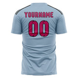 Custom Light Blue Pink Soccer Jersey