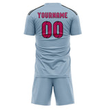 Custom Light Blue Pink Soccer Set