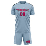 Custom Light Blue Pink Soccer Set