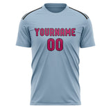Custom Light Blue Pink Soccer Jersey