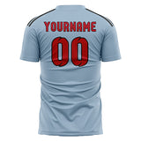 Custom Light Blue Red Soccer Jersey