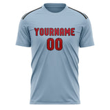 Custom Light Blue Red Soccer Jersey