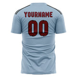 Custom Light Blue Crimson Red Soccer Jersey