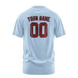 Custom Light Blue Crimson Red T-Shirt