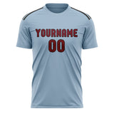Custom Light Blue Crimson Red Soccer Jersey