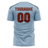 Custom Light Blue Coral Red Soccer Jersey