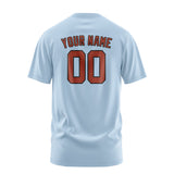 Custom Light Blue Coral Red T-Shirt