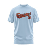 Custom Light Blue Coral Red T-Shirt