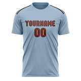 Custom Light Blue Coral Red Soccer Jersey