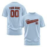 Custom Light Blue Coral Red T-Shirt