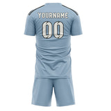 Custom Light Blue White Soccer Set