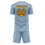 Custom Light Blue Yellow Soccer Set