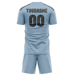 Custom Light Blue Dark Grey Soccer Set