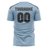 Custom Light Blue Dark Grey Soccer Jersey