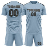 Custom Light Blue Dark Grey Soccer Set