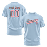 Custom Light Blue Light Pink T-Shirt