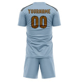 Custom Light Blue Khaki Soccer Set