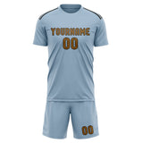 Custom Light Blue Khaki Soccer Set