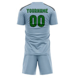 Custom Light Blue Emerald Green Soccer Set