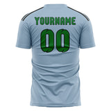 Custom Light Blue Emerald Green Soccer Jersey