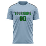 Custom Light Blue Emerald Green Soccer Jersey