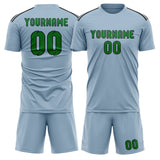 Custom Light Blue Emerald Green Soccer Set