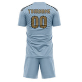 Custom Light Blue Light Khaki Soccer Set