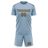 Custom Light Blue Light Khaki Soccer Set