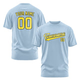 Custom Light Blue Light Yellow T-Shirt