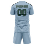 Custom Light Blue Blue Green Soccer Set
