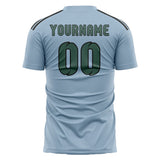 Custom Light Blue Blue Green Soccer Jersey