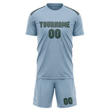 Custom Light Blue Blue Green Soccer Set