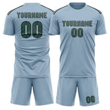 Custom Light Blue Blue Green Soccer Set