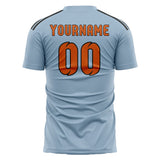 Custom Light Blue Orange Soccer Jersey