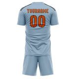 Custom Light Blue Orange Soccer Set